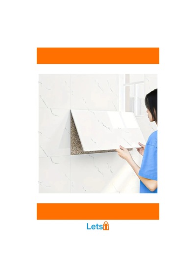 Beyaz Mermer Desenli Sugeçirmez Alüminyum Plastik Duvar Stickerı 60cm X 30cm Çok Renkli