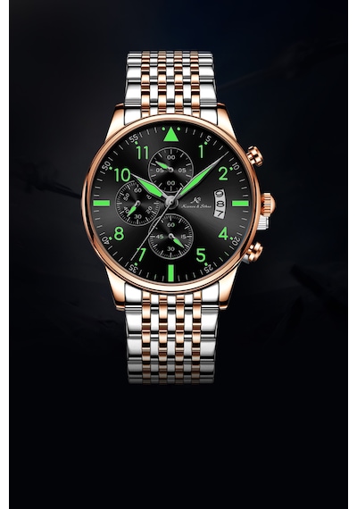 Kronen&söhne Blauform Mavi Kadran Rose Gold Çelik Erkek Kol Saati Gümüş - Rose Gold - Mavi