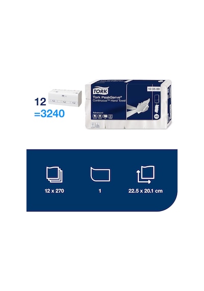 Tork Peakserve Sürekli Kağıt Havlu H5 Beyaz Advanced 3240 Yaprak 100589