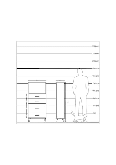 Hyperion Dolap Tek Raflı 4 Çekmeceli 60x44x134 Aytaşı-antrasit Aytaşı