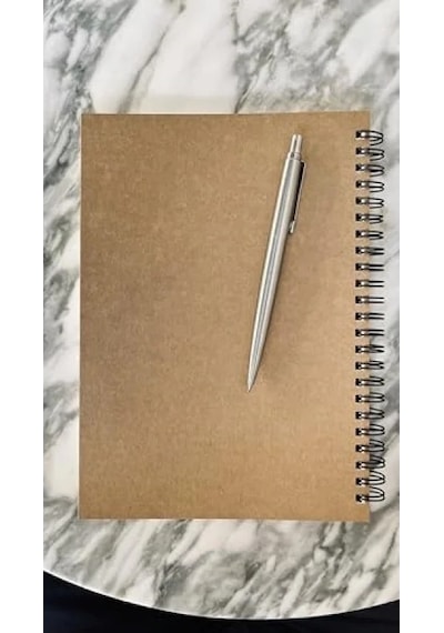 Kraft Kapaklı Spiralli Notebook - A5 Boyut 15x21 Cm , 100 Yaprak Noktalı Açık Gri