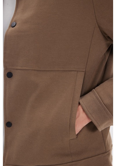 Tudors Erkek Slim Fit Dar Kesim Çift Cepli Çıtçıt Kapamalı Kahverengi Mont-46274