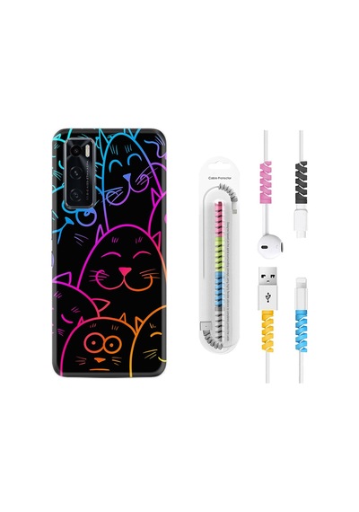 Vivo Y70 Kılıf Rasta Boyun Askılı Neon Cats 1790