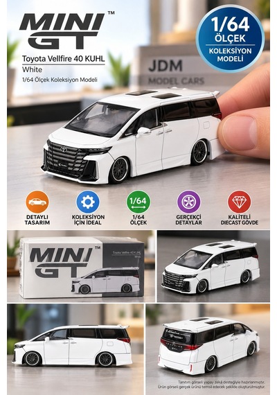 Mini Gt Toyota Vellfire 40 Kuhl White 1/64 Diecast Koleksiyon Model Araba 7,8 Cm