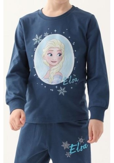 Yasin Tekstil Frozen Kız Çocuk İkili Takım Koyu İndigo
