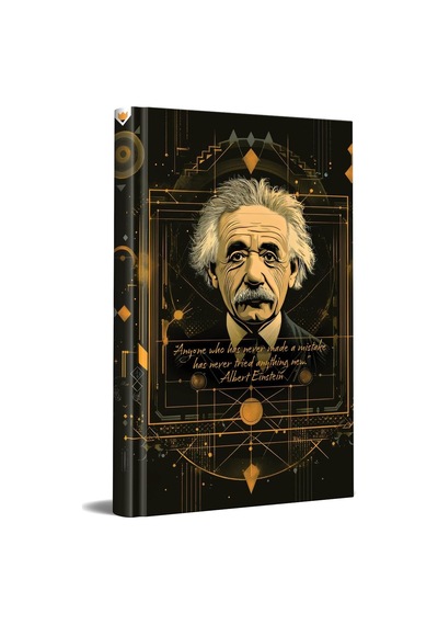 Albert Einstein Tasarımlı Çizgili Not Defteri 13x21 Cm Sert Kapak 192 Sayfa