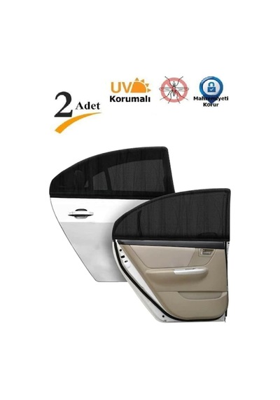 Ön Cam Balonlu Kalın Güneşlik 130x60 Cm + 2 Adet Arka Yan Cam Güneşlik Perde Sineklik Set Standart
