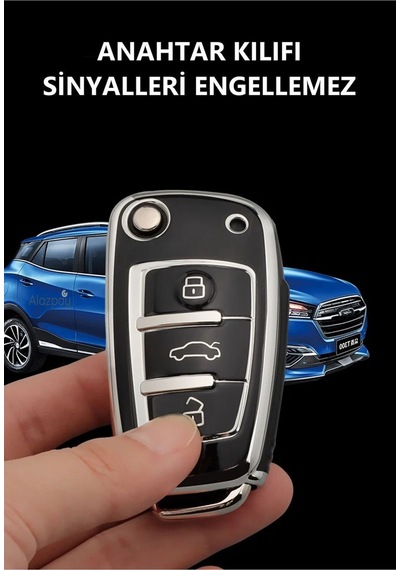 Audi A7 A6 A5 A4 A3 A1 & 8p 8l B6 B7 B8 C5 C6 4f Tt Rs & Q3 Q5 Q7 Tpu Anahtar Kılıfı Mavi-1 Adet