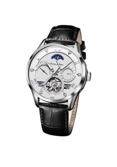 Kronen&söhne Ks4010 Luxury Tourbillon Mekanik Otomatik Erkek Kol Saati Gümüş - Siyah