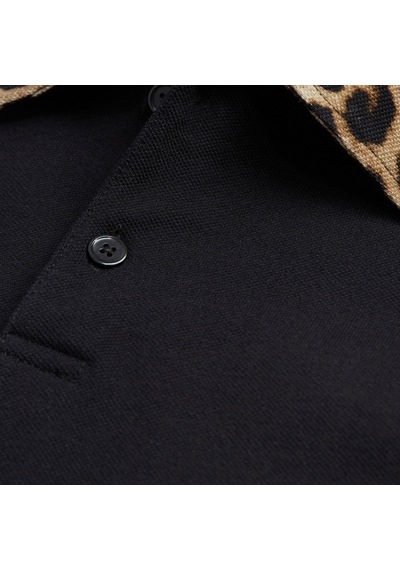 The Kooples Erkek Leopar Yakalı Siyah Polo
