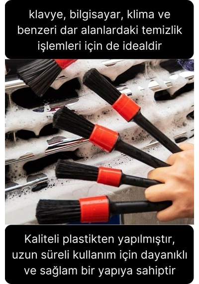 Premium 5 Parça Yumuşak Kıllı Temizleme Fırçası Detaylı Otomobil İç Araç Temizlik Seti Sökücü Bakım
