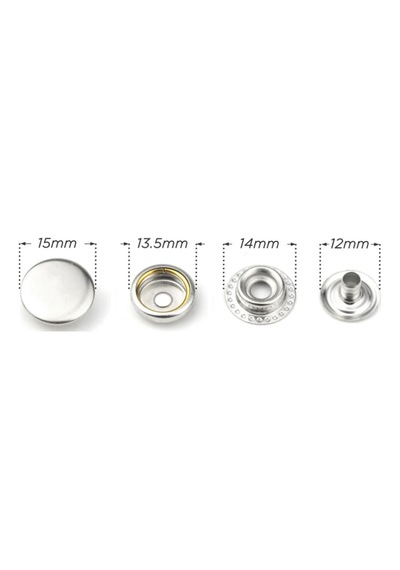 15mm Paslanmaz Büyük Çıtçıt (Kalıpsızdır) [Nikel/Gümüş Renk]
