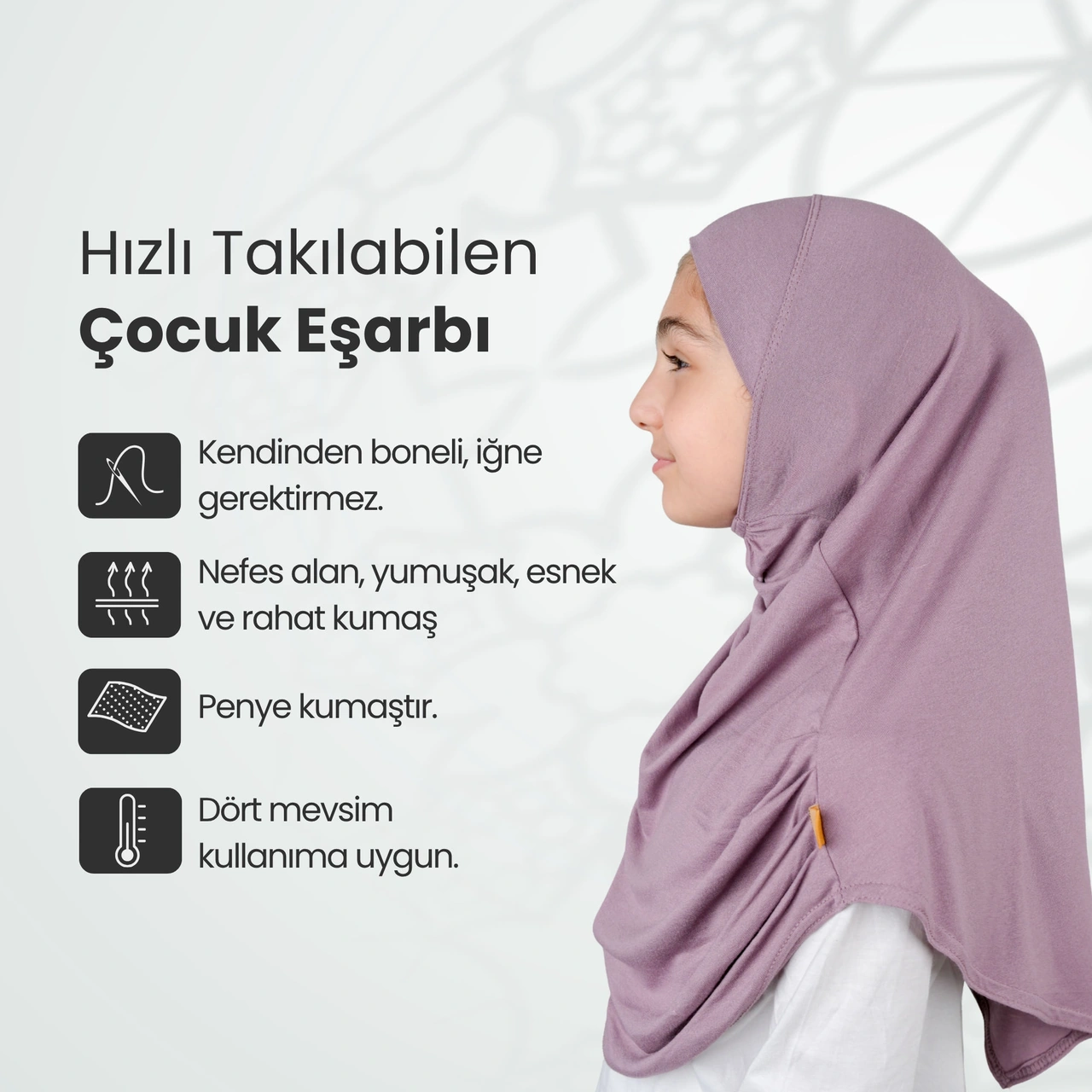 Pratik Hazır Geçmeli Çocuk Şal Gül Kurusu Pembe