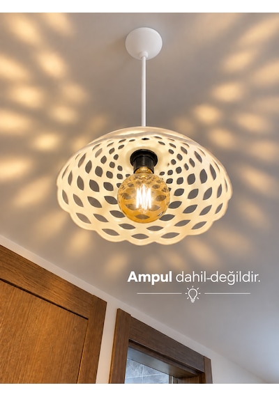 Modern Görünümlü Şık Tekli Beyaz Sarkıt Salon, Mutfak, Oturma Odası, Çocuk Odası, Yatak Odası Avize Lila / Beyaz Duy Seti