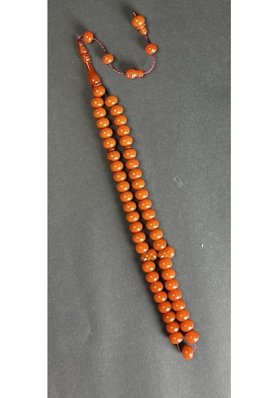Osmanlı Sıkma Kehribar Numan Çamurdaş 8x9.5mm. 30.5gr.