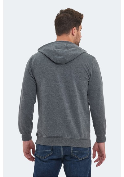 Slazenger Oslo In Erkek Kapüşonlu Cepli Koyu Gri Sweatshirt Koyu Gri