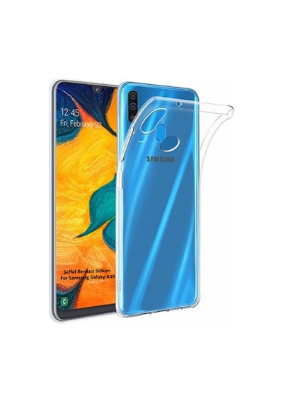 Samsung Galaxy Uyumlu A20 Arka Kapak Silikon Kılıf + Temperli Cam Ekran Koruyucu