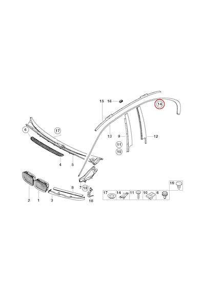 Bmw 3 Serisi Tavan Oluk Çıta Klipsi Yan Sanayi E46 -51138204858