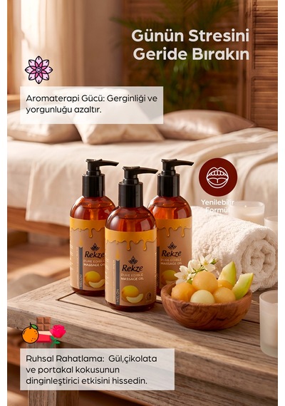 Kavun Aromalı Masaj Yağı 3 Lü Set Erotik Kokulu, Yenilebilir Ve Nemlendirici - 305837773