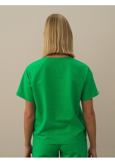 Xint Yeşil Oversize Bisiklet Yaka Pamuklu Tişört 602324