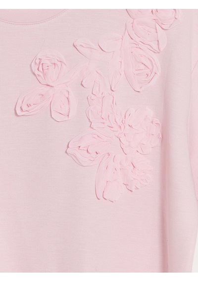 Lcw Comfort Pembe Soft Touch Çiçek Aplikeli Bluz