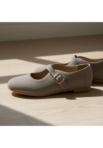 Ne&ve Shoes Vizon Süet Hakiki Deri Tokalı Babet