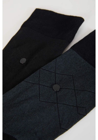 DeFacto Erkek Dikişsiz Metal Pinli Ultra Soft 2'li Bambu Premium Uzun Çorap C2535AXNSKR1