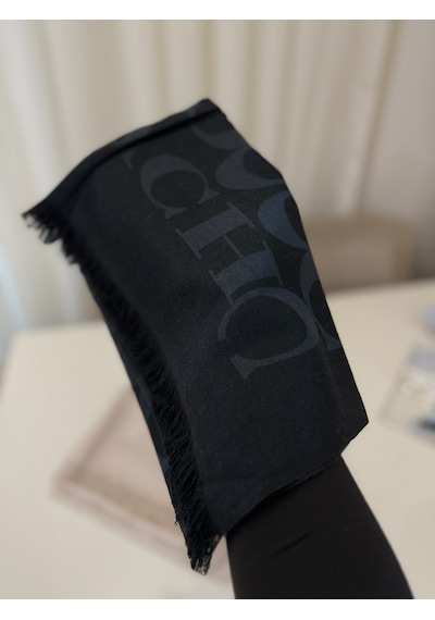 Coach Signature Wrap Yün Ipek Şal Siyah