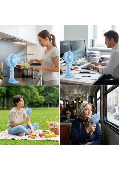 Buffer 3 Kademeli Masaüstü Fan - Telefon Tutuculu Özellikli Standlı Elde Taşınabilir Mini Fan Ekl29