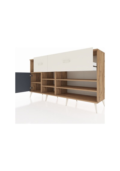 Hyperion Konsol 6 Raflı 2 Çekmeceli Tek Kapaklı 176x44x99 Çam-an Çam-antrasit/aytaşı Hyperion Konsol 6 Raflı 2 Çekmeceli Tek Kapaklı 176x44x99 Çam-an Çam-antrasit/aytaşı