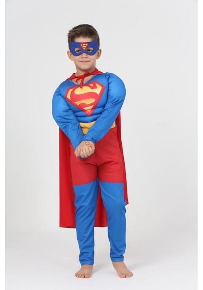 Süper Kahraman Kostüm - Superman Çocuk Kostüm Kaslı