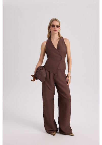 Mai Collection Mai Studios Co. Nagmetah Sırt Pencereli Yelek Pantolon Takım - Kahve Kahve