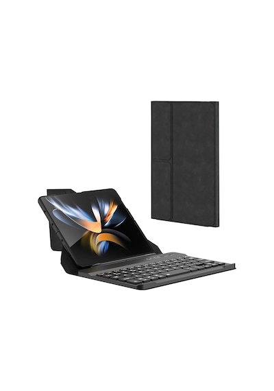 Samsung Galaxy Uyumlu Z Fold 3 Kılıf Standlı Kalem Bölmeli Klavyeli Kıpta Kapaklı Kılıf