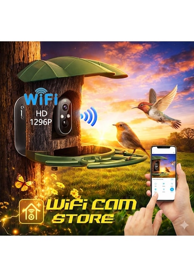Wifi Kuş Yemleme İzleme Ve Kayıt Kamerası Solar Panelli