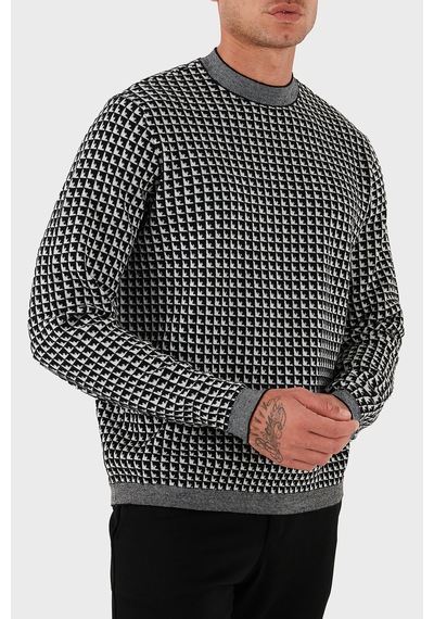 Emporio Armani Erkek Kazak Em001989 Af14199 Fc043 Beyaz - Siyah