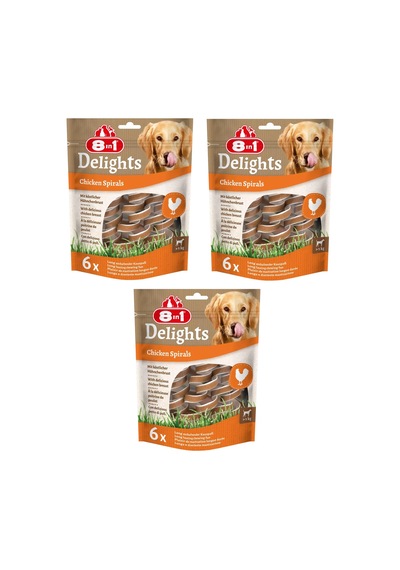8in1 Delights Chicken Spirals Tavuklu Burgu Ödül 6 Lı X 3 Adet