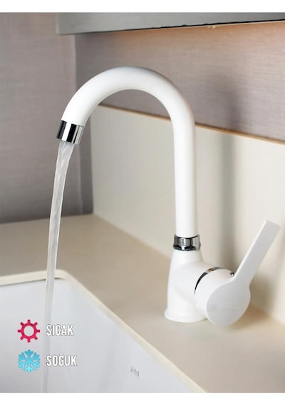 Inventa Beyaz Delta Kısa Borulu Lavabo Bataryası