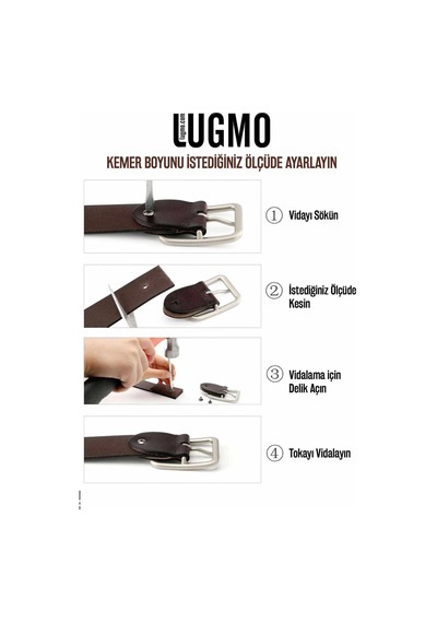 Lugmo 2 Adet Hakiki Deri Erkek Kemer 4,5 Cm Dikiş Desenli Siyah Çok Renkli