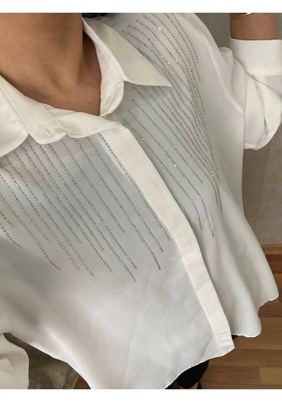 İlayla Taş Detaylı Gömlek Beyaz