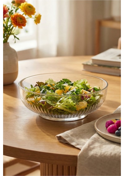 Lav Tokyo Cam Salata Kasesi Tekli Büyük Boy 1500 ml Yuvarlak (Sunum Kasesi , Hazırlık Kasesi)