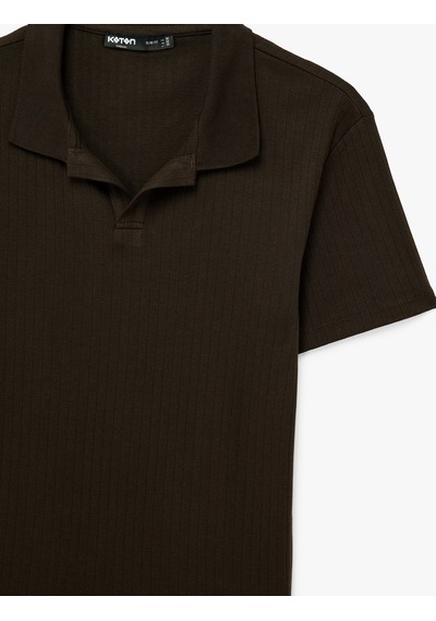 Koton Kısa Kollu Pamuklu Slim Fit Polo Yaka Tişört Kahverengi 6sam10291mk Kahve