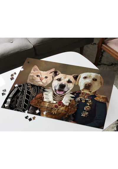 Bk Gift Evcil Dostlara Özel 1000 Parça Profesyonel Puzzle, 3'lü Evcil Dost Portre, Evcil Hayvan Puzzle-1