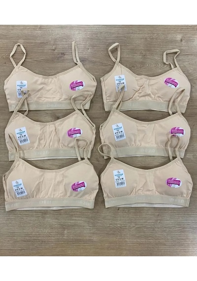 Dondeza 6'lı Paket Askılı Pedli Düz Büstiyer Karışık Renk Ten