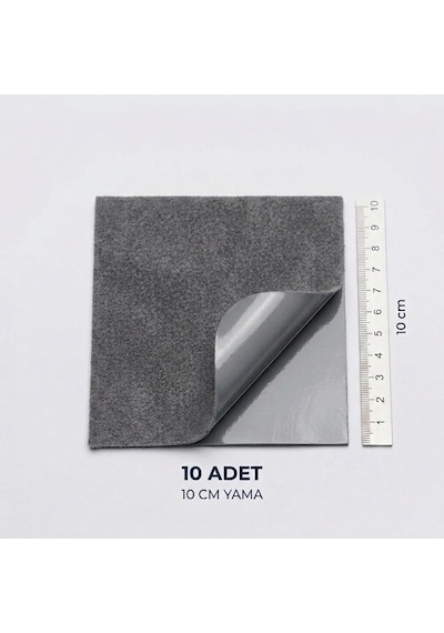 Halfart Kendinden Yapışkanlı Alcantara Tamir Yaması 10x10 Cm 10 Adet Süet Kumaş Deri Koltuk Araba Onarım Yaması Gri