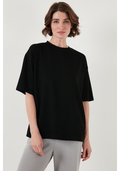 Lela Streç Oversize Fit Bisiklet Yaka Bayan T Shirt 5865911 Siyah