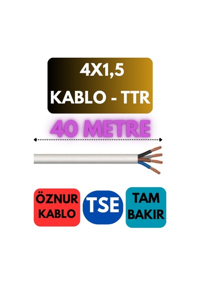 Öznur 4x1,5 Ttr Kablo Metre Seçenekli Beyaz - 40 Metre