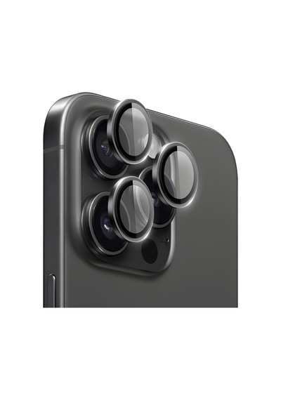 Ennar Apple Uyumlu iPhone 16 Pro - 16 Pro Max Metal Çerçeveli Kamera Koruma Lensi Mtlns14 Siyah