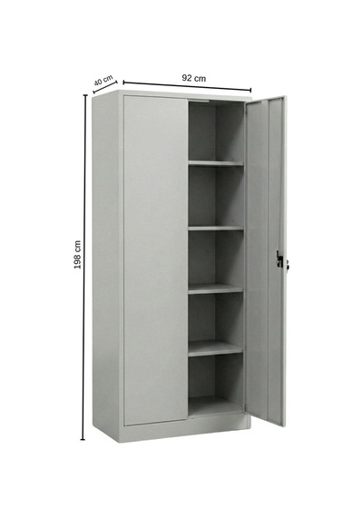 4 Gözlü 5 Bölmeli Dosya Dolabı 92x40x198 Gri