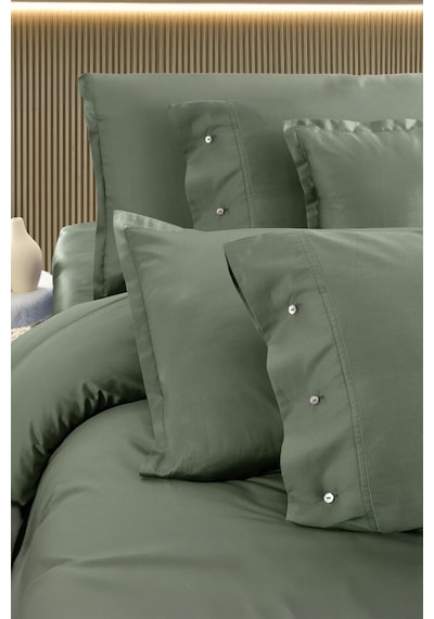 Sarev Monochrome Smoke Green %100 Pamuk Saten Tek Kişilik Nevresim Takımı Yeşil