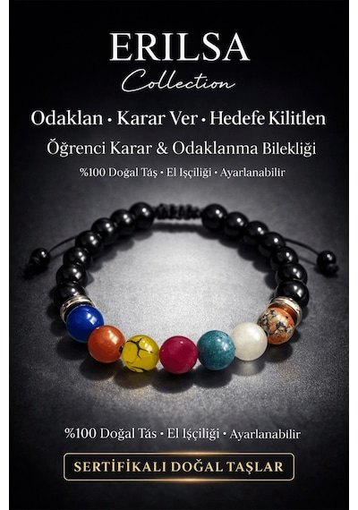 Sertifikalı Öğrenci Bilekliği - Akik Yakut Apatit Jasper Kuvars Obsidyen 8 mm Terahertz Doğal Taş